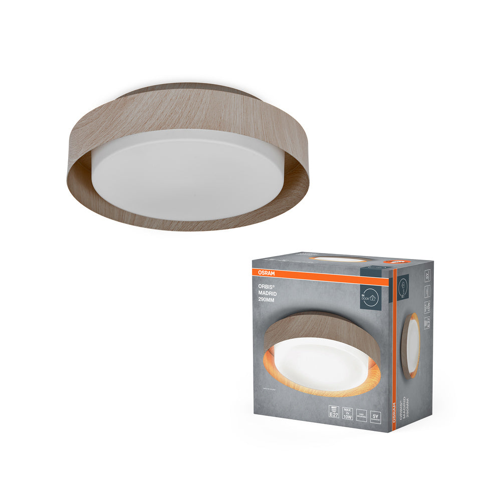 OSRAM ORBIS MADRID Plafonnier 290mm, couleur bois, E27