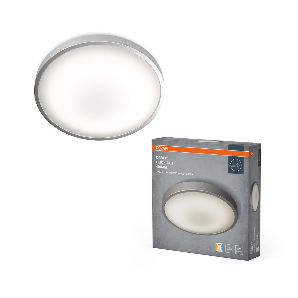 OSRAM ORBIS® Plafonnier CCT / DIM Click-CCT 410mm 24W, 1800 lm, 2700 K / 4000 K / 6500 K, Blanc chaud|Blanc froid|Lumière du jour froide