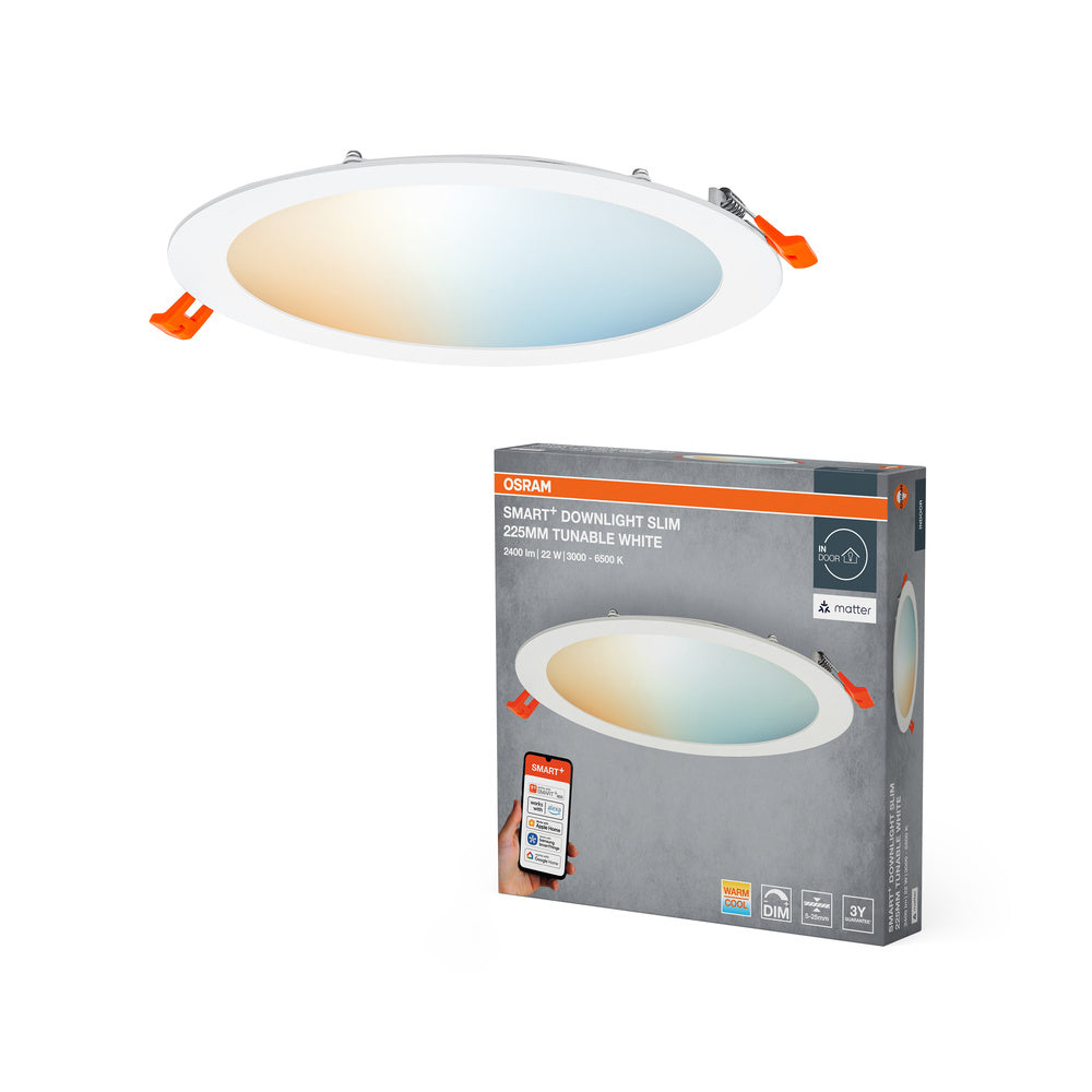 LEDVANCE Matter SMART+ ENCASTRÉ SLIM DOWNLIGHT Ø 225mm, T TW / 22 W Bl ...