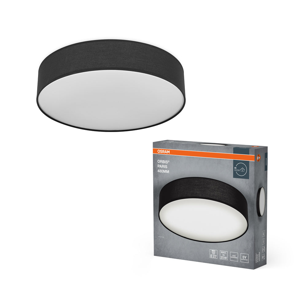 OSRAM ORBIS PARIS Plafonnier 480mm, noir, 3xE27