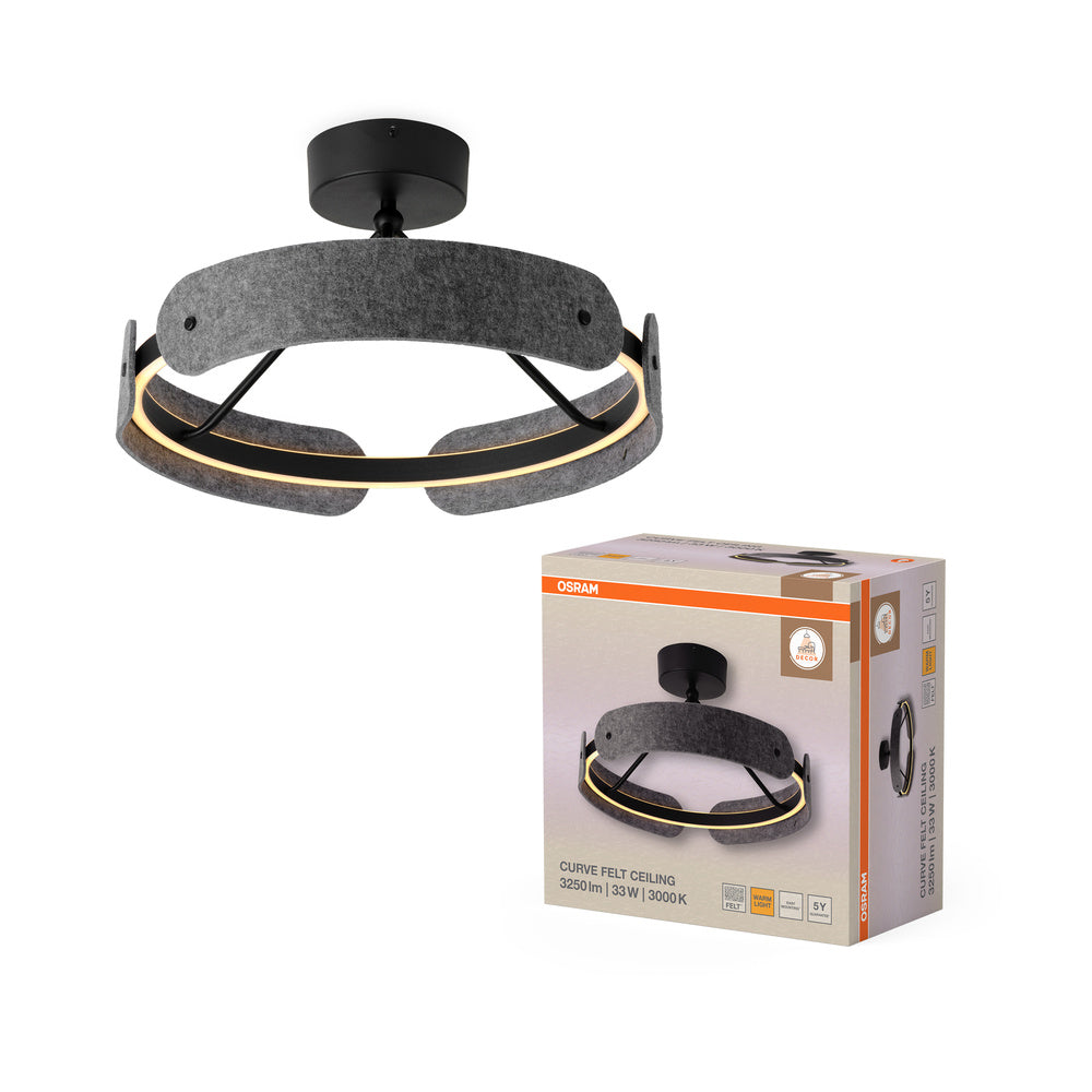 OSRAM Decor Curve Felt Ceiling 33W 830 Dark Grey