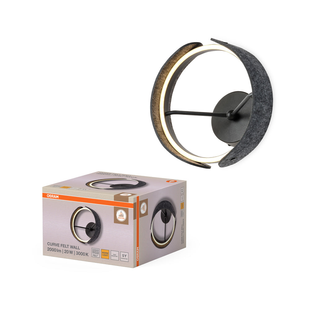 OSRAM Decor Curve Felt Wall 20W 830 Dark Grey