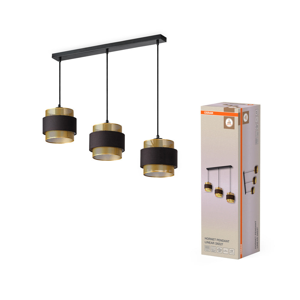 OSRAM Suspension décorative Hornet linéaire 3XE27 noire