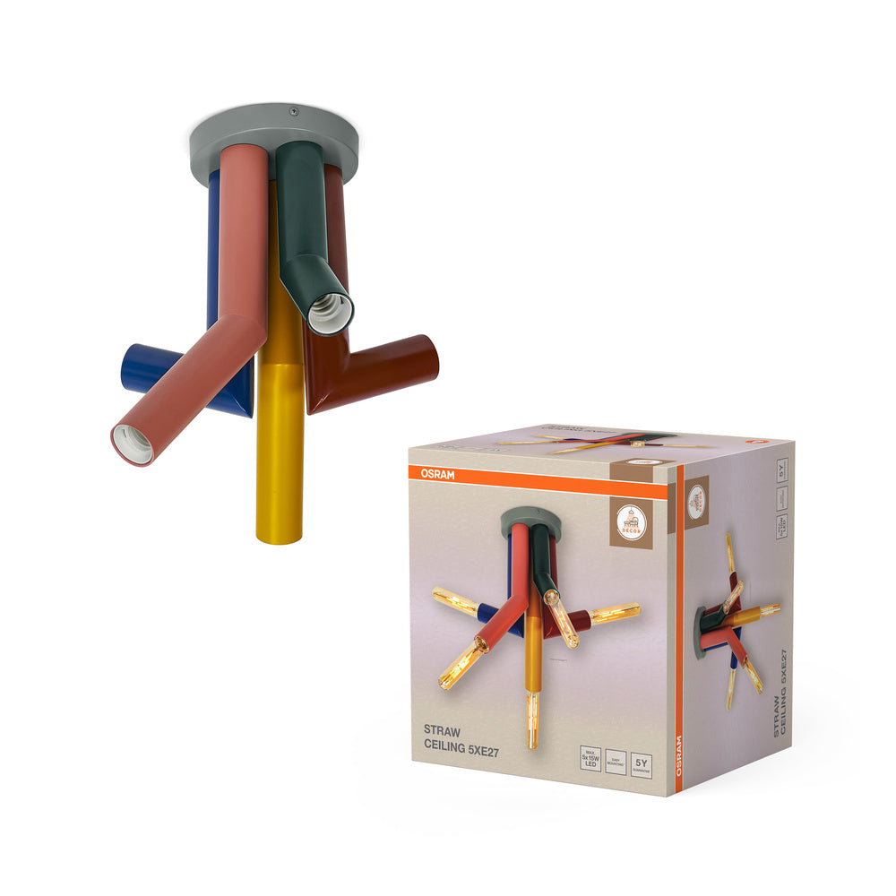 OSRAM DECOR Plafonnier paille, 5 flammes, E27, multicolore