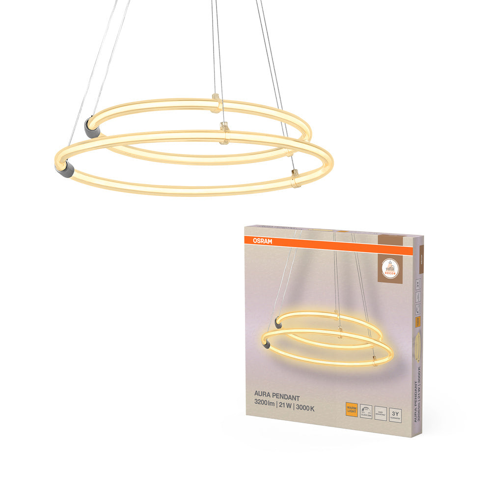 OSRAM DECOR Aura 2-teilige Pendelleuchte, 3000K, 21W, 2400lm, Click DIM