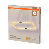 OSRAM DECOR Tetragon Suspension, 18W, 3000K, 2000lm, Blanc chaud, Click DIM