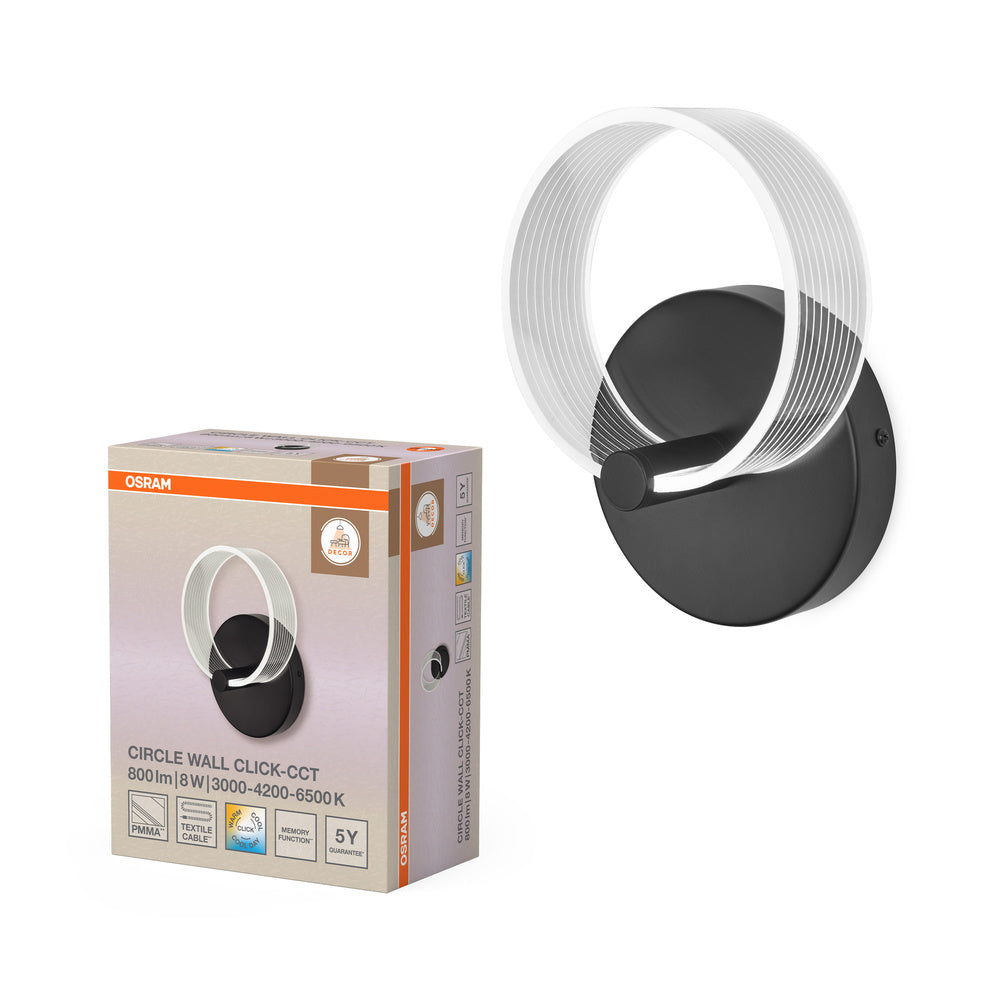 OSRAM DÉCOR Applique murale Circle 8W Click CCT Noir
