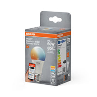 OSRAM Matter SMART+ Classic LED Lampe TW FR E27, 806 lm, 2700…6500 K, Tunable White