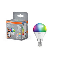 OSRAM Matter SMART+ LED Lampe CLASSIC P, RVB, Optique givrée, 4,9W, 470lm, E14