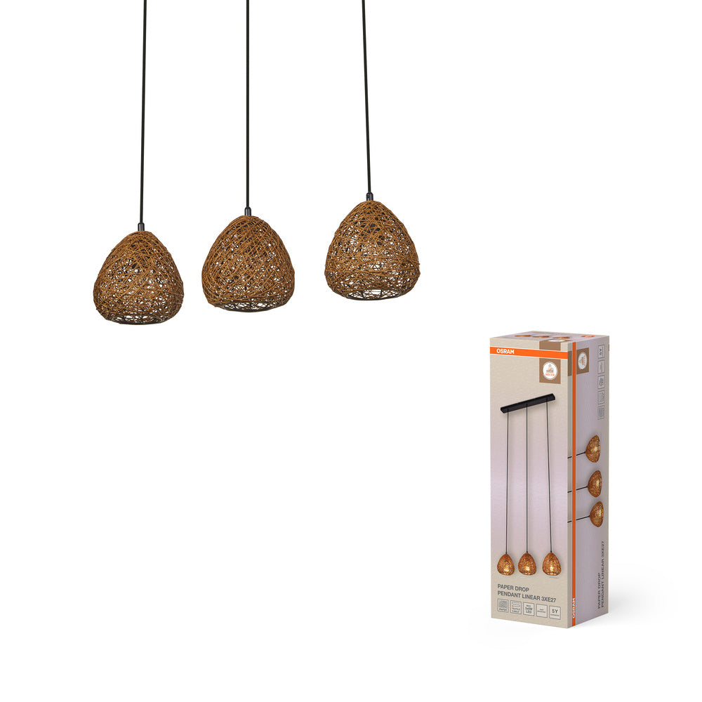 OSRAM DECOR Suspension en papier goutte linéaire 3xE27 beige