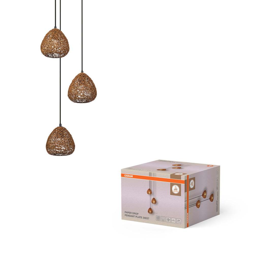 OSRAM DÉCOR Suspension en papier goutte Plaque 3xE27 Beige