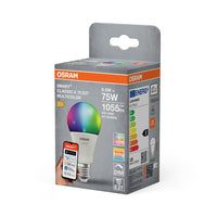 OSRAM Matter SMART+ LED Lampe, Optique givrée, RVB, 9,5W, 1055lm, E27