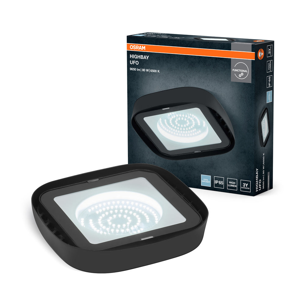 OSRAM Highbay Ufo lampe de plafond 80W 865 IP65 noir