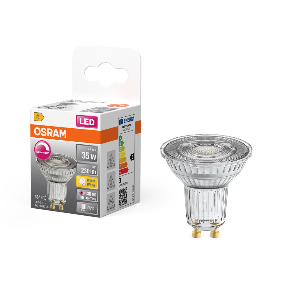 OSRAM Superstar lampe réflecteur, verre clair, blanc chaud (2700K), 230 lumens, remplacement pour ampoules traditionnelles 35W, dimmable GU10