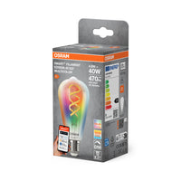 OSRAM Matter SMART+ LED Lampe CLASSIC A, RGB, verre filament, 4,8W, 470lm, E27