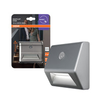 OSRAM LED NIGHTLUX Lampe d'escalier à piles, capteur de mouvement, capteur jour-nuit, blanc froid, 28,0 mm x 84,0 mm x 73,0 mm, gris