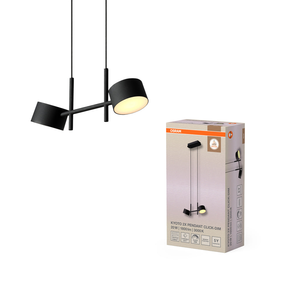 OSRAM Décor Kyoto 2XPendant 20W930 CLICK DIM Noir
