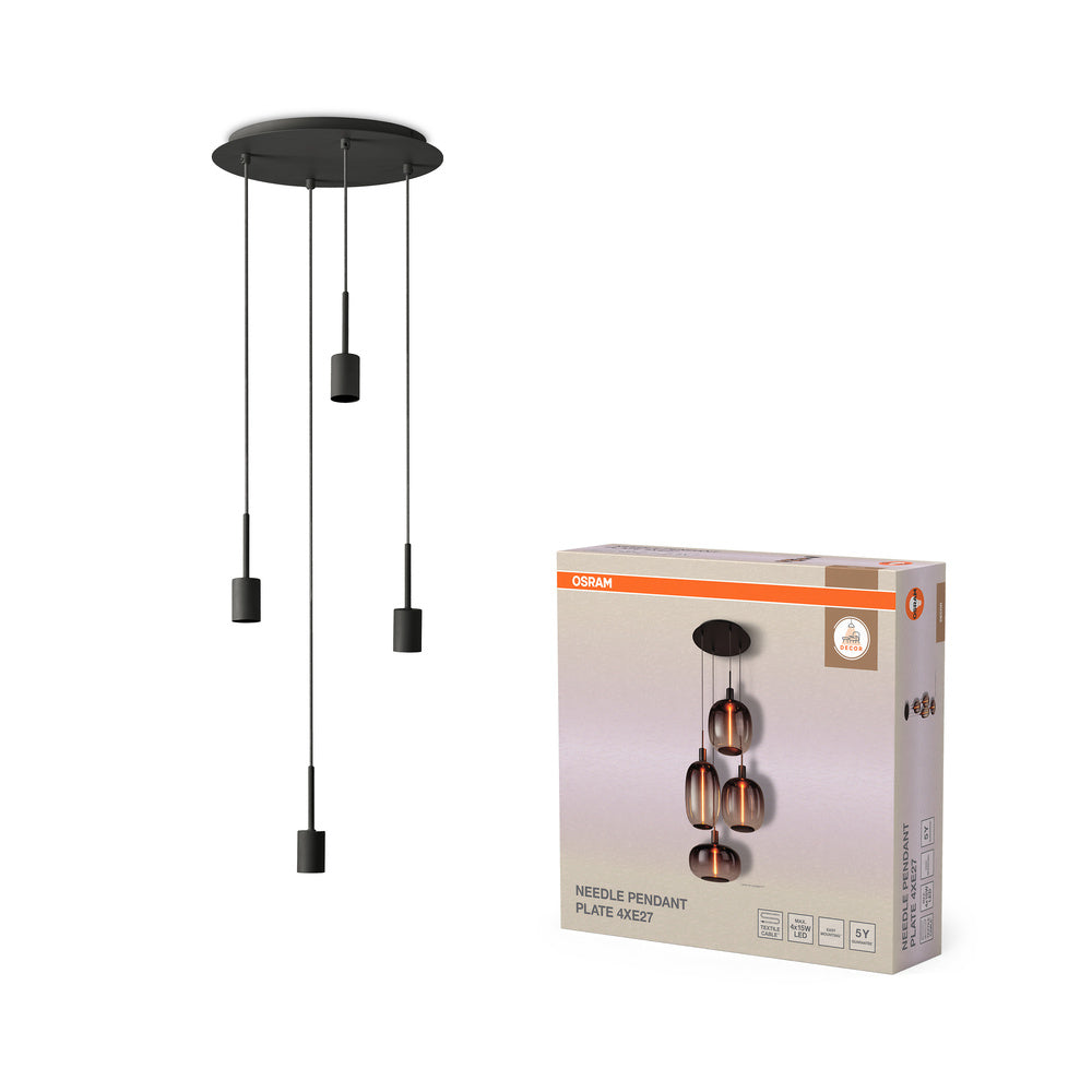 OSRAM Plaque de Suspension Aiguille Décor 4xE27 Gris Foncé