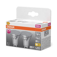 OSRAM Superstar ampoule réflecteur pour douille GU10, verre clair, blanc chaud (2700K), 350 lumens, remplacement pour ampoules classiques 50W, dimmable, pack de 2