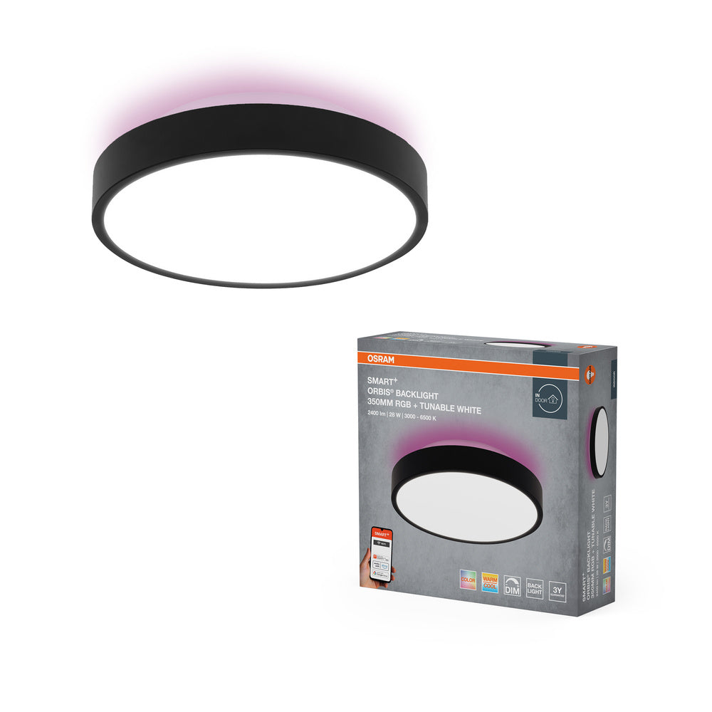 OSRAM Wifi SMART+ ORBIS BACKLIGHT LED Plafonnier RGBW multicolore 35cm Blanc réglable 28W / 3000-6500K noir