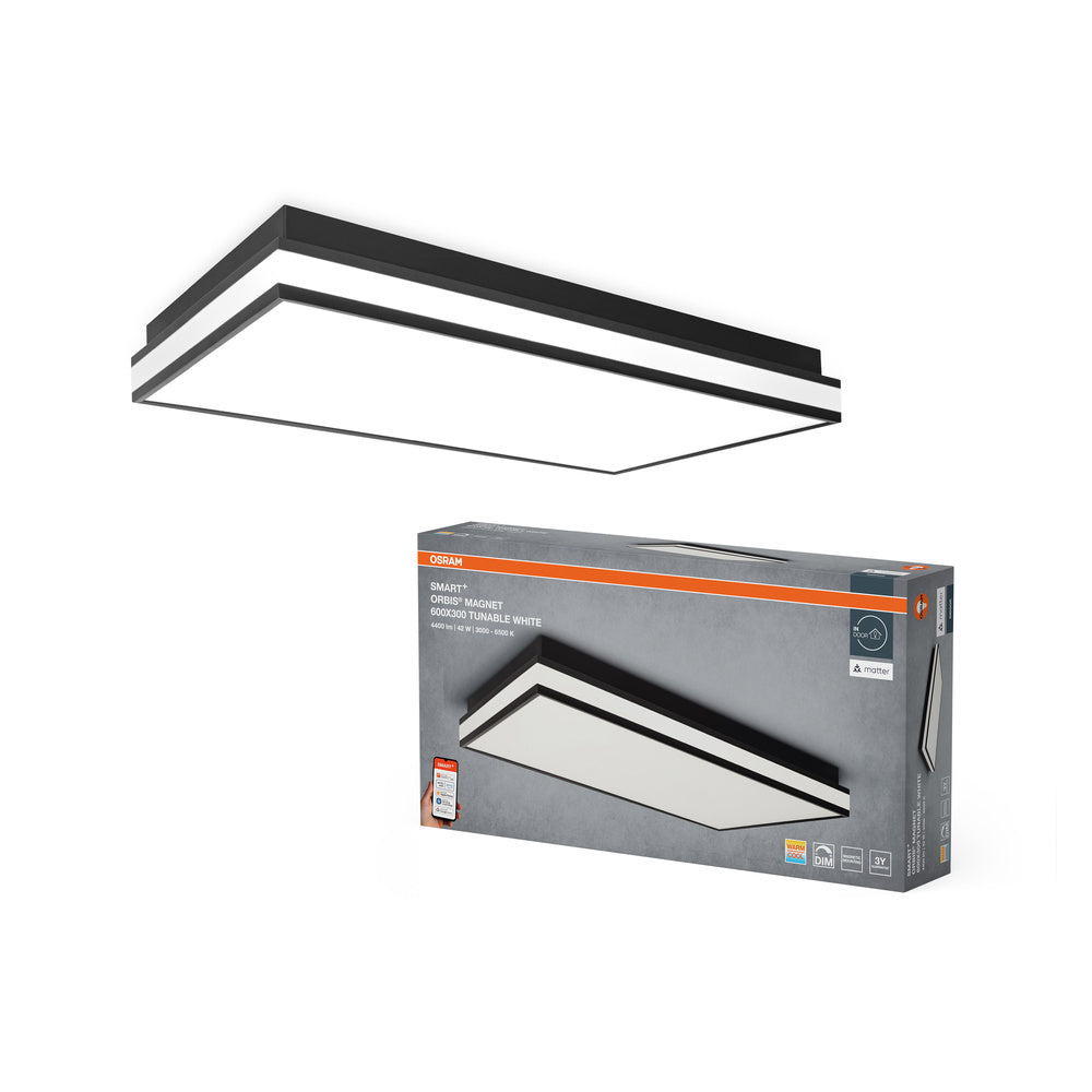 OSRAM Matter SMART+ ORBIS MAGNET LED Plafonnier 60x30cm Blanc réglable 42W / 3000-6500K noir