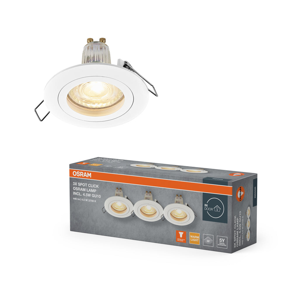 Set de spots encastrés LED OSRAM GU10 Click 4,5W Blanc ⌀60 mm