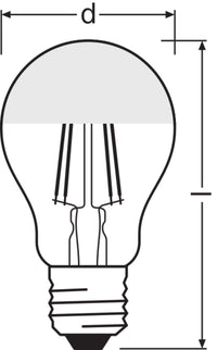 Ampoules LED OSRAM, forme classique d'ampoule, avec couronne d'ampoule miroir, remplacement de 50 watts, E27, A-shape, 2700 Kelvin, blanc chaud, verre transparent