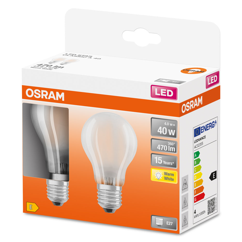 OSRAM LED Lampe LED Retrofit CLASSIC A 4W 827 Frosted E27, 470 lm, 2700 K, Warmweiß