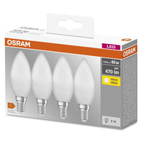 OSRAM LED Base Lampe LED forme bougie mate (ex 40W) 5,5W / 2700K blanc chaud E14 pack de 4