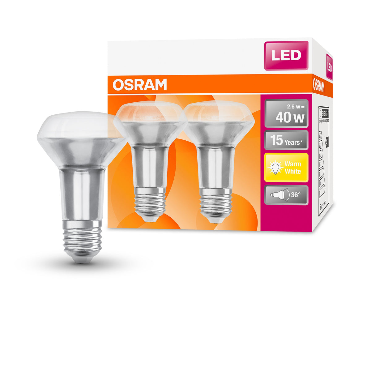 OSRAM LED-Reflektorlampe, Sockel: E14, Warm White, 2700 K, 3,30 W, Ersatz für 40-W-Reflektorlampe, LED STAR R50