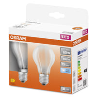 OSRAM LED Lampe LED Retrofit CLASSIC A 6.5W 840 Frosted E27, 806 lm, 4000 K, Kaltweiß, 2er Pack