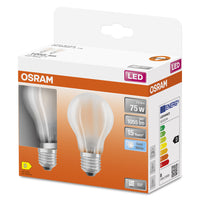 Lampe LED OSRAM LED Retrofit CLASSIC A 7,5 W 840 Frosted E27 Lot de 2, 1055 lm, 4000 K, blanc froid