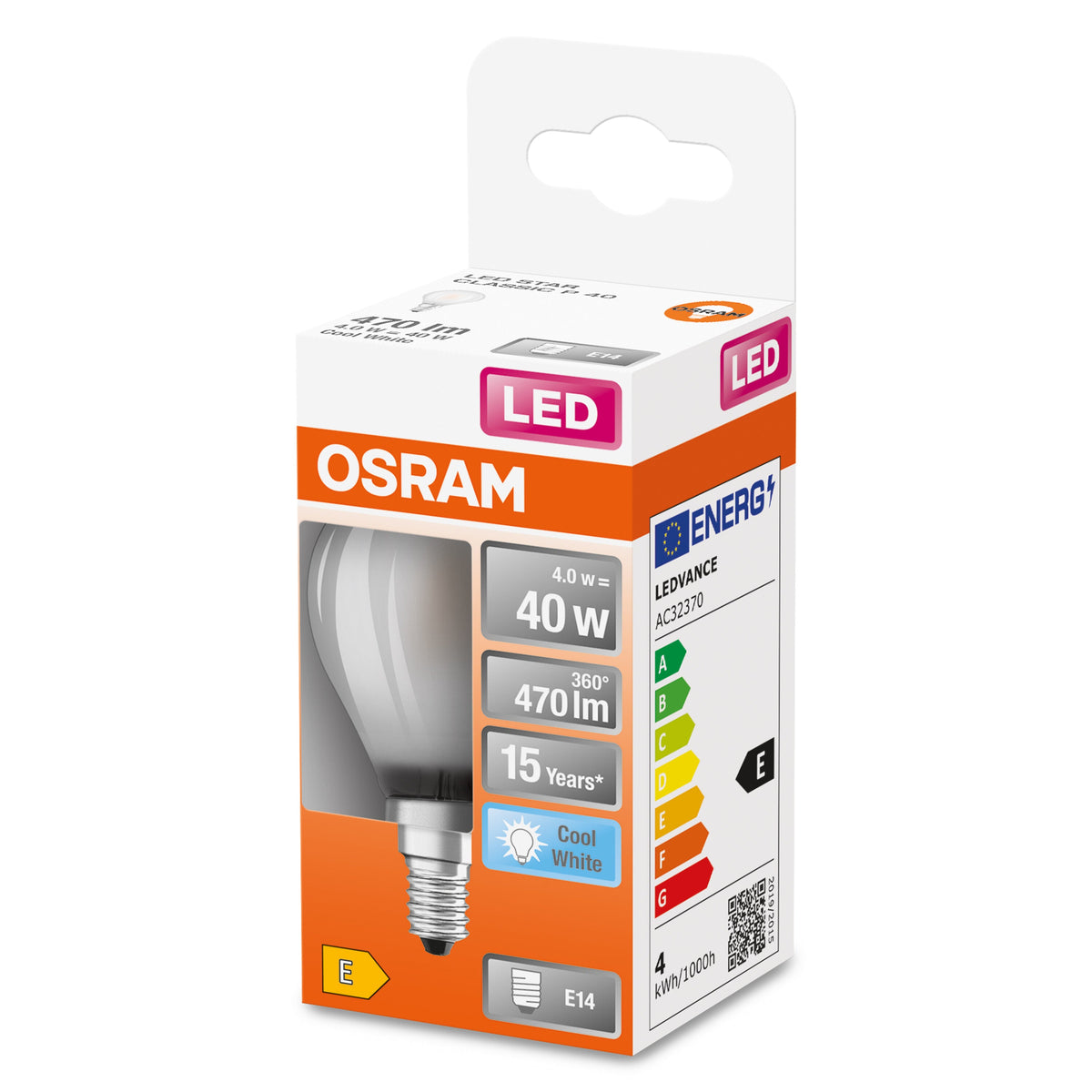 OSRAM Retrofit Classic P LED Lampe matt (ex 40W) 4W / 4000K Kaltweiß E14