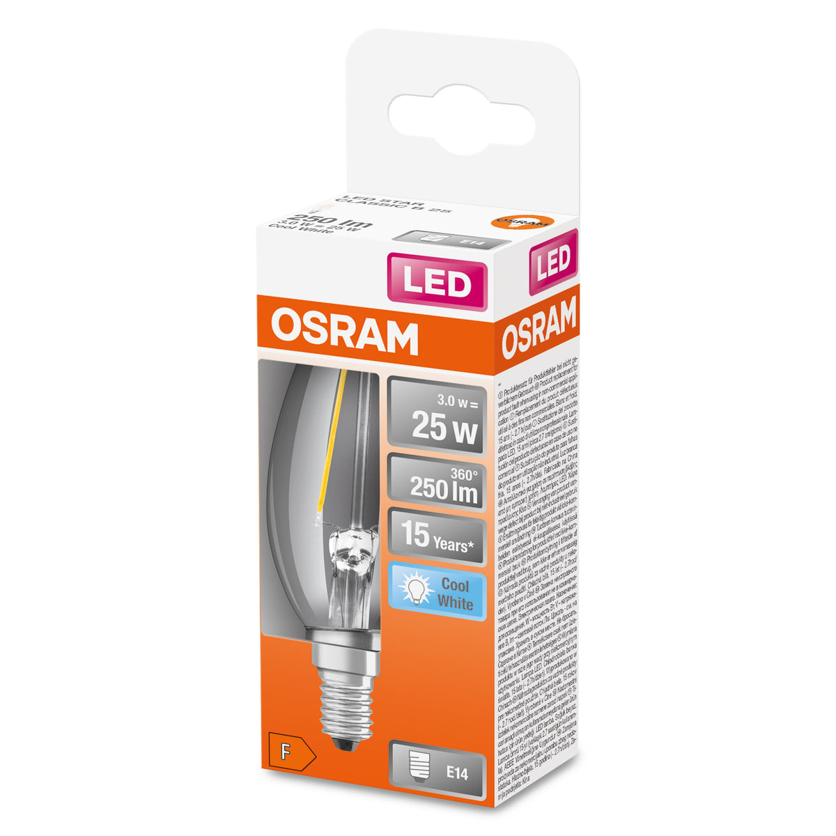 OSRAM Retrofit Classic B ampoule LED forme bougie (ex 25W) 2,5W / 4000K blanc froid E14