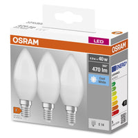 OSRAM LED BASE CLASSIC B lampe mate (ex 40W) 5,5W / 4000K blanc froid E14, pack de 3