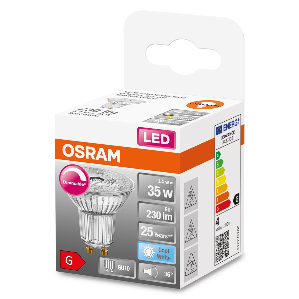 OSRAM LED SUPERSTAR PAR16 LED Spot dimmbar (ex 35W) 3,7W / 4000K Kaltweiß GU10