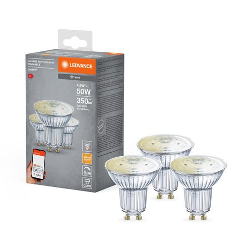 LEDVANCE Wifi SMART+ LED LampeSpot dimmbar (ex 50W) 4,9W / 2700K GU10 3er