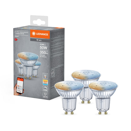 LEDVANCE Wifi SMART+ Lampe LED Spot blanc tunable (ex 50W) 4,9W / 2700-6500K GU10 3 pièces