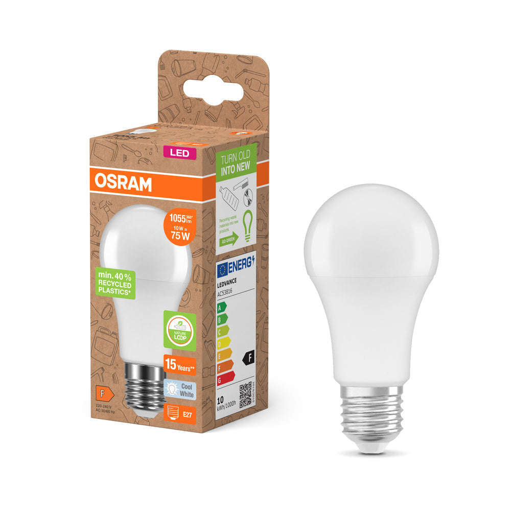 OSRAM LED Star Classic A 75 lampe Recycled Plastic 10W blanc froid Frosted E27