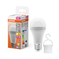 OSRAM LED Classic A 60 Lampe de camping / lumière de secours avec batterie rechargeable intégrée (ex 60W) 8W blanc chaud E27
