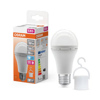 OSRAM LED Classic A 60 Ampoule de camping / éclairage de secours avec batterie rechargeable intégrée (ex 60W) 8W blanc froid E27