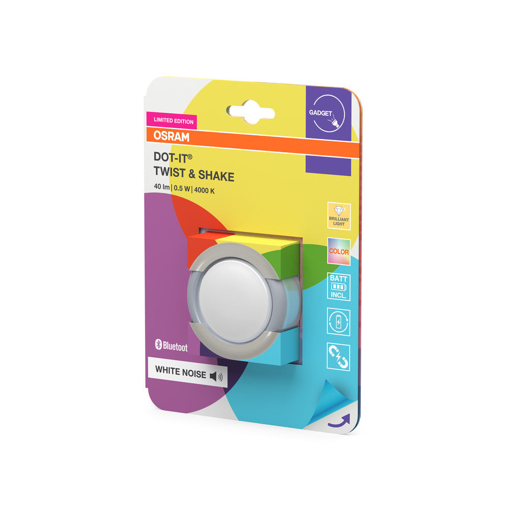 OSRAM Bluetooth SMART DOT-IT TWIST & SHAKE, point rechargeable, fonction bruit blanc, RGBW, 4000K